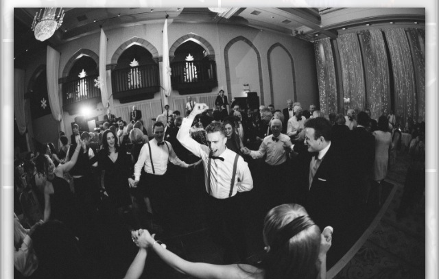 crowd dancing at bentley boys wedding