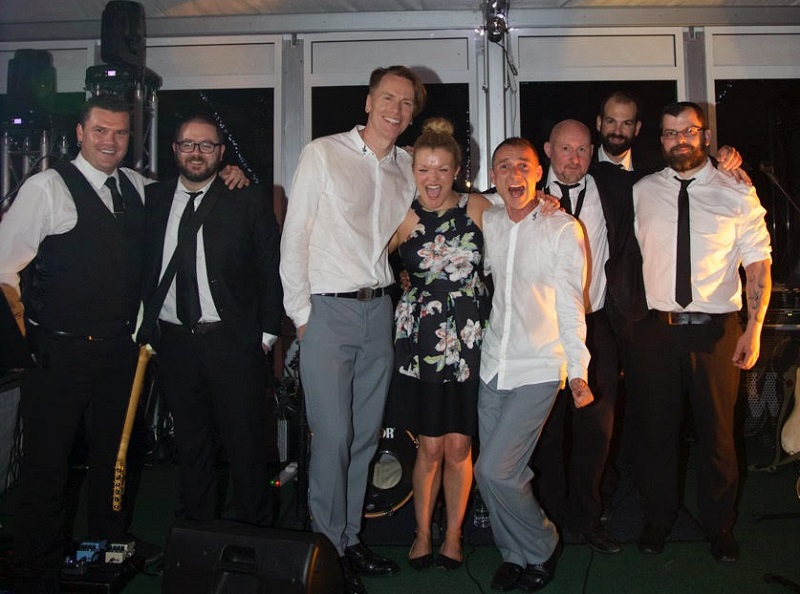 Don and Pascal with the Bentley Boys Band on their Wedding Day